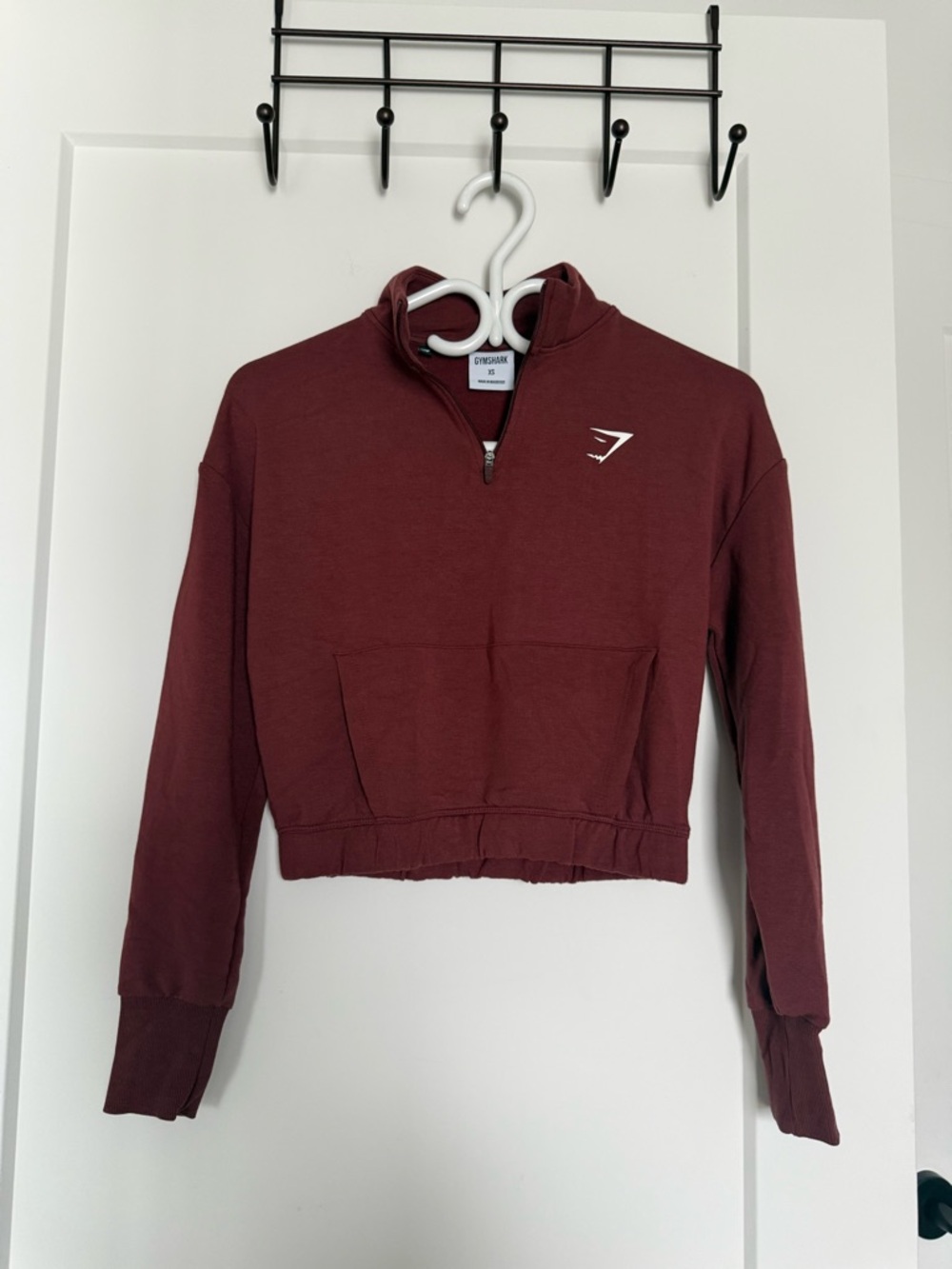 Gymshark Burgundy Cropped Half-Zip Pullover - Picture 3 of 4